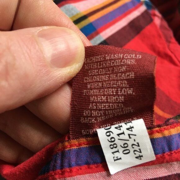 Arizona Jean Co Plaid Shirt Long Sleeve Red Button Down Size XL 14-16 Cotton - Picture 5 of 5